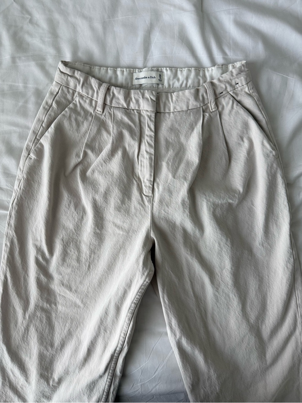 Abercrombie Curve Love Sloane Tailored Jean Size 6 Beige High Rise Wide Leg - Picture 4 of 6